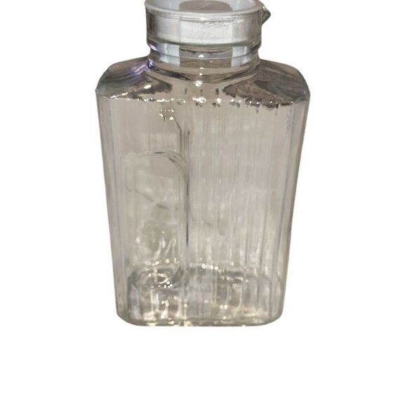 Ribbed Textured Glass Pitcher With Lid Clear & White Size 8" x 5.5" - Picture 5 of 9